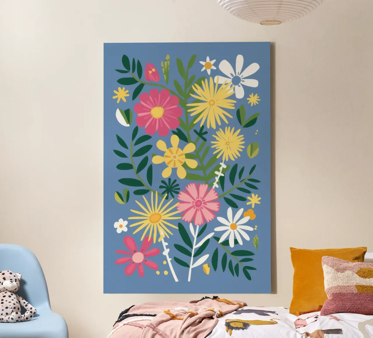 Wilde bloementuin burst canvas met Baklijst van Trace Brush