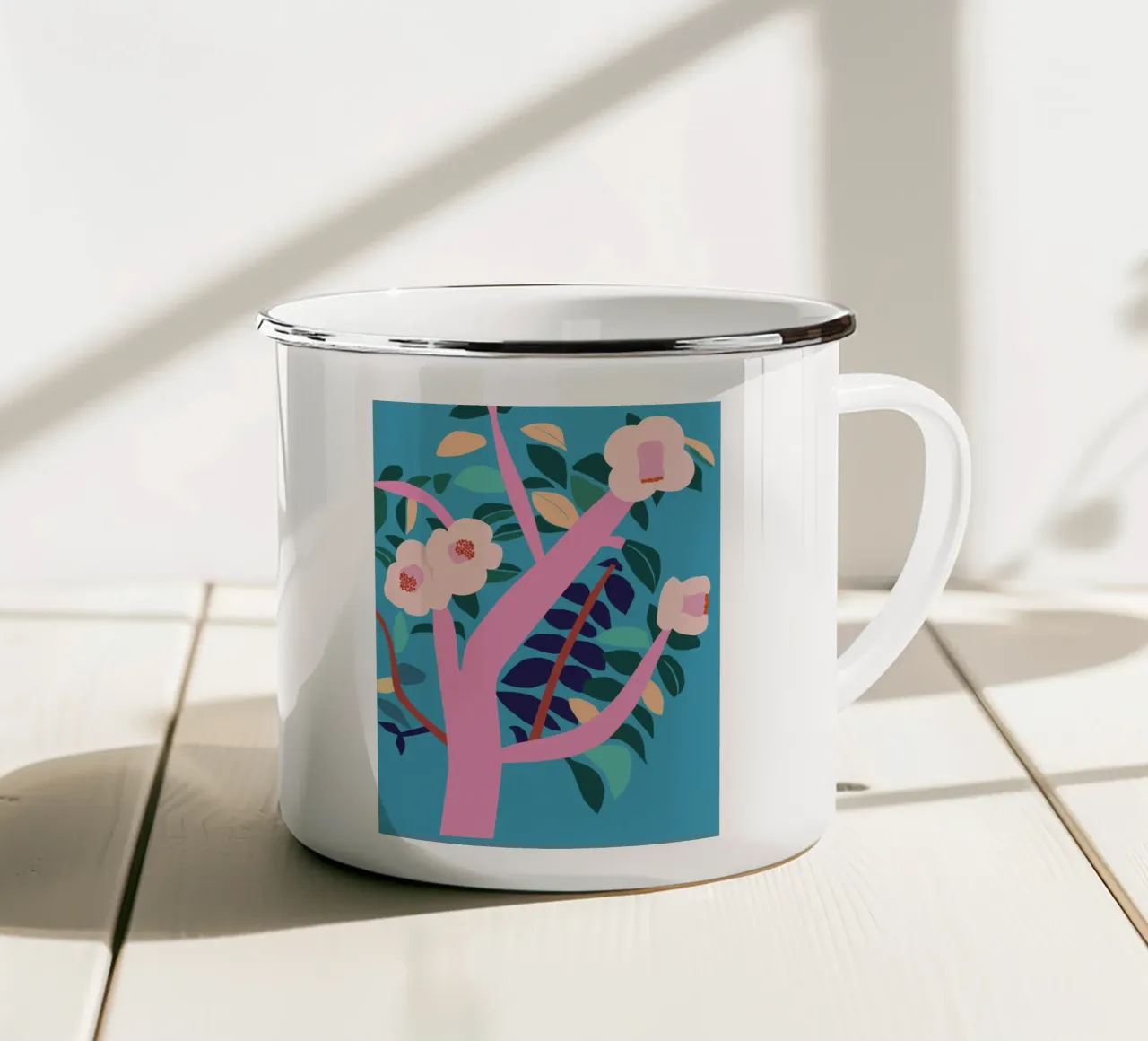 Fiore di primavera tazza in smalto da Asha Designs