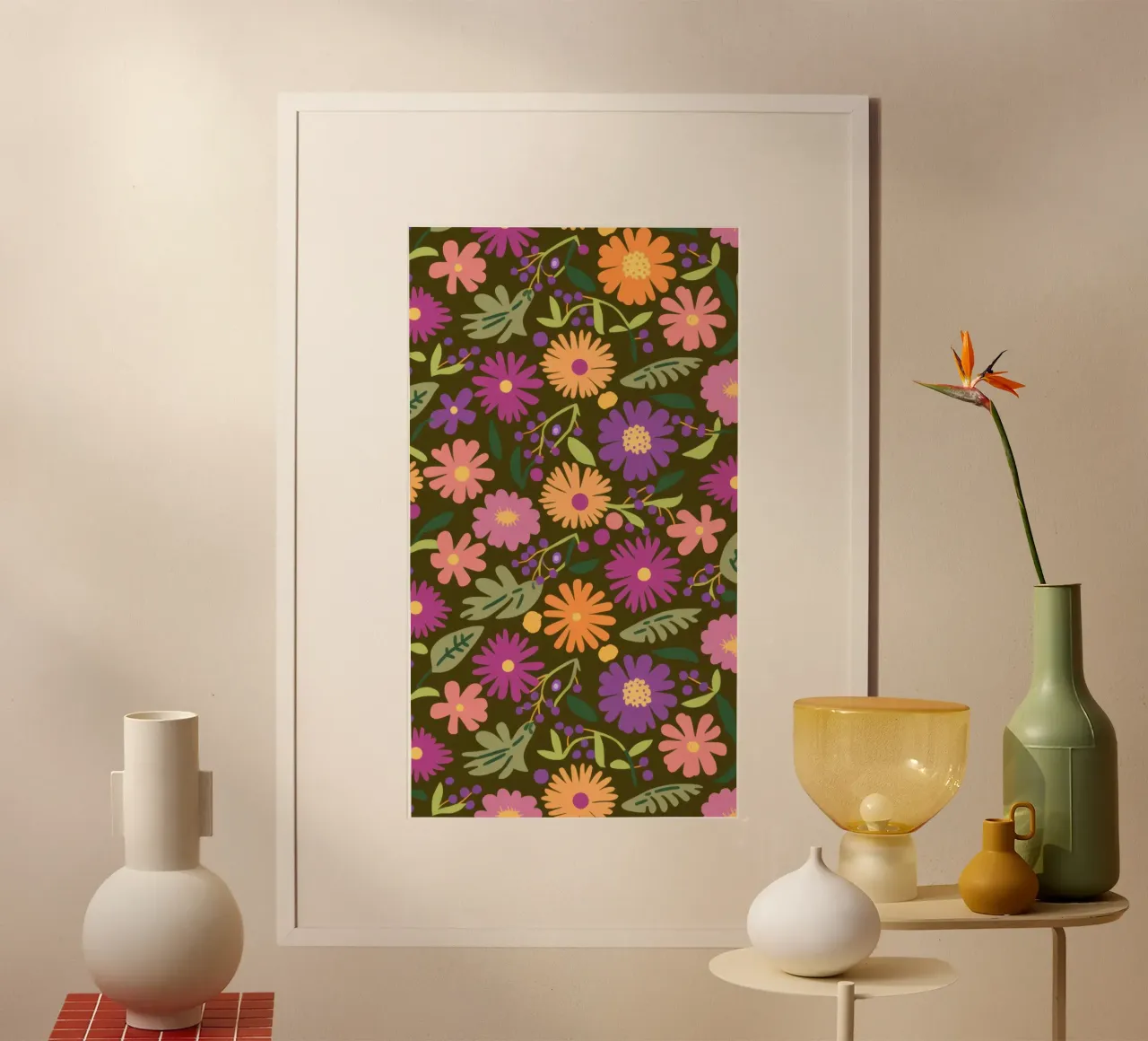 Fioritura del giardino di mezzanotte poster con telaio in alluminio da Thistle Bloom