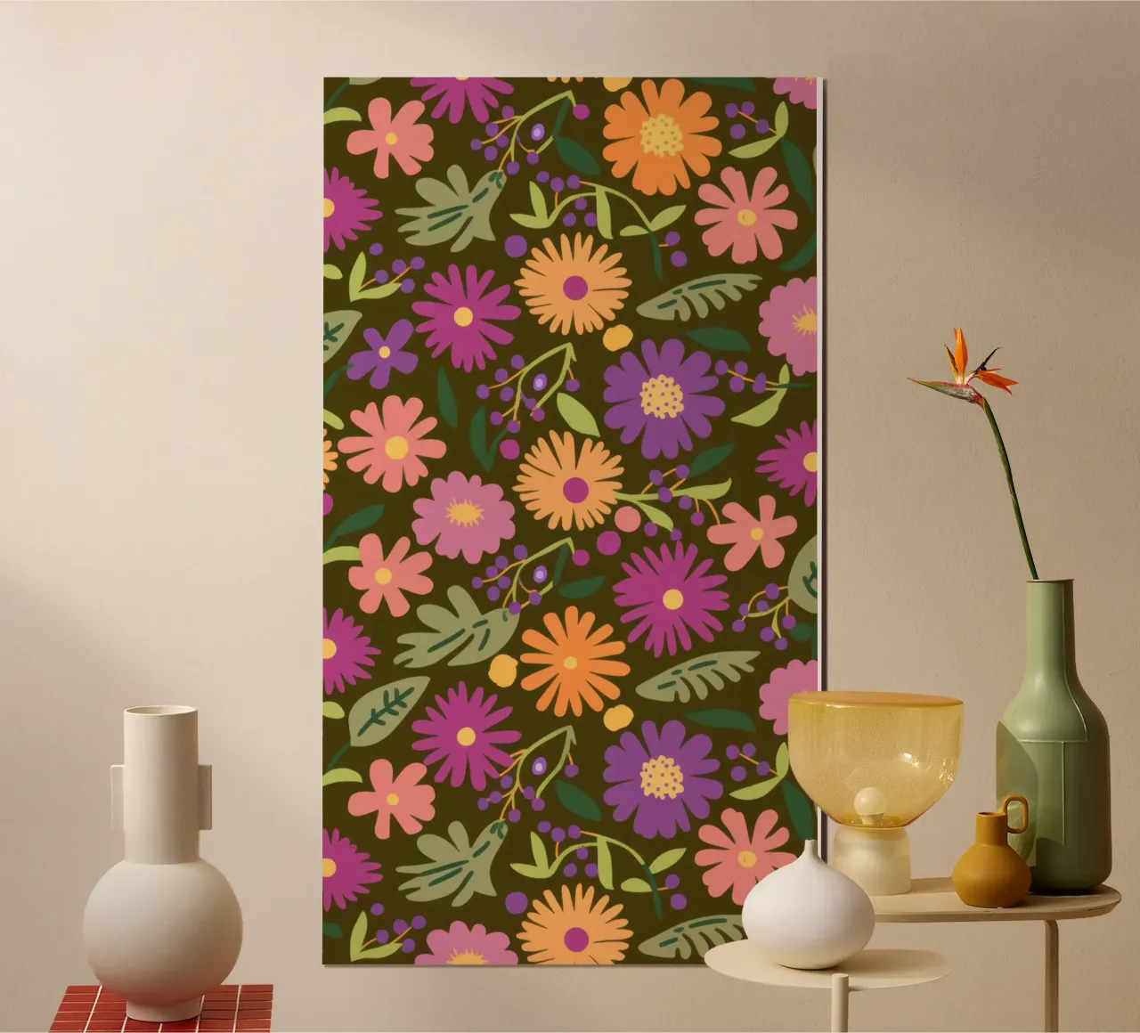 Fioritura del giardino di mezzanotte poster con telaio in alluminio da Thistle Bloom