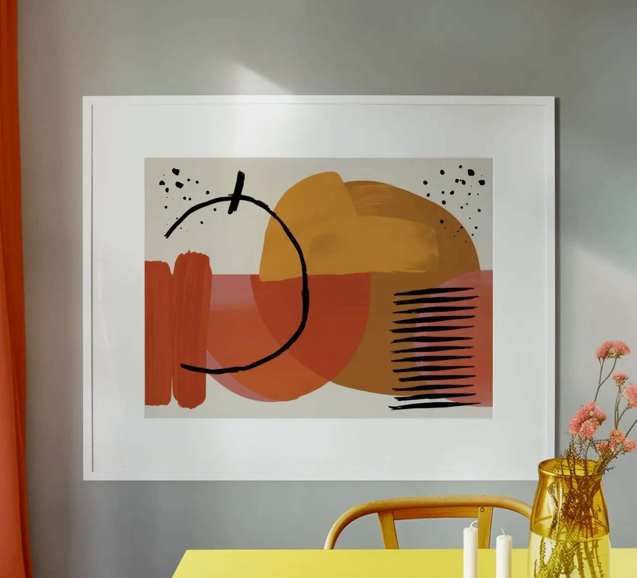 Abstracte vorm Stilleven poster met kunststof frame van Gaia Viesta