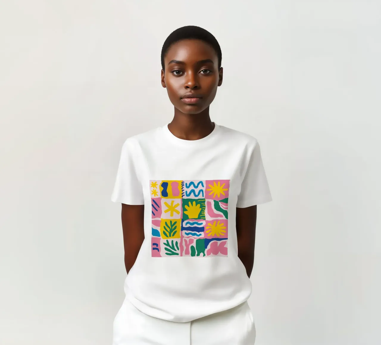 Joyful Pattern Grid t-shirt by Obs Canvas