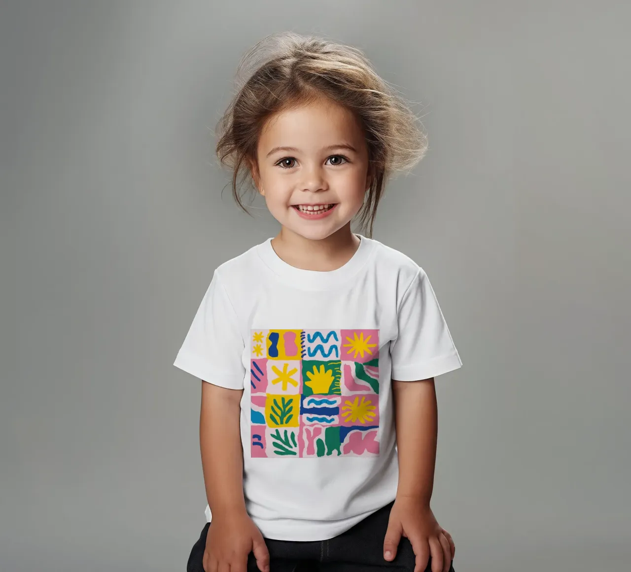 Joyful Pattern Grid t-shirt bambini da Obs Canvas