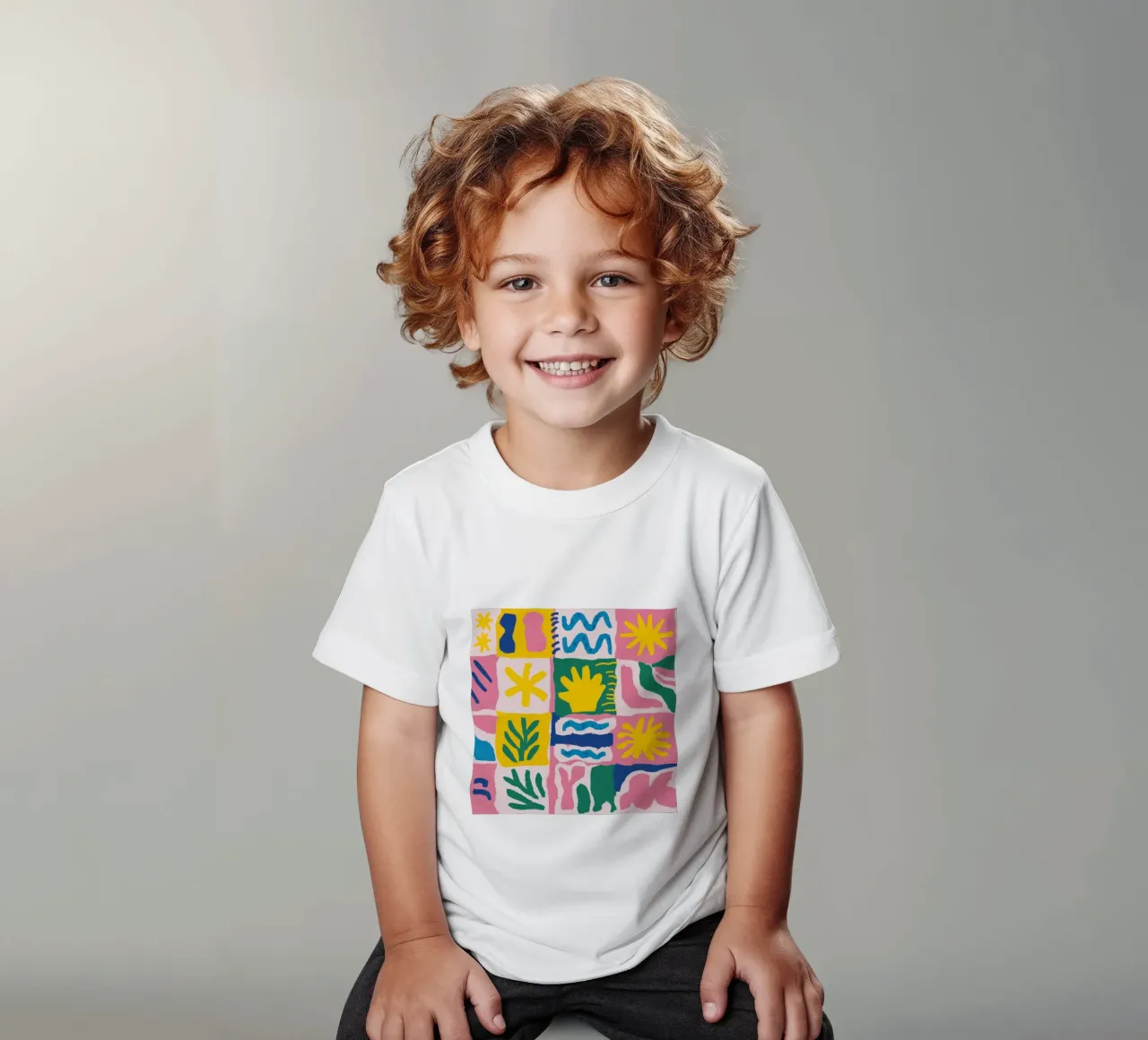 Joyful Pattern Grid t-shirt bambini da Obs Canvas