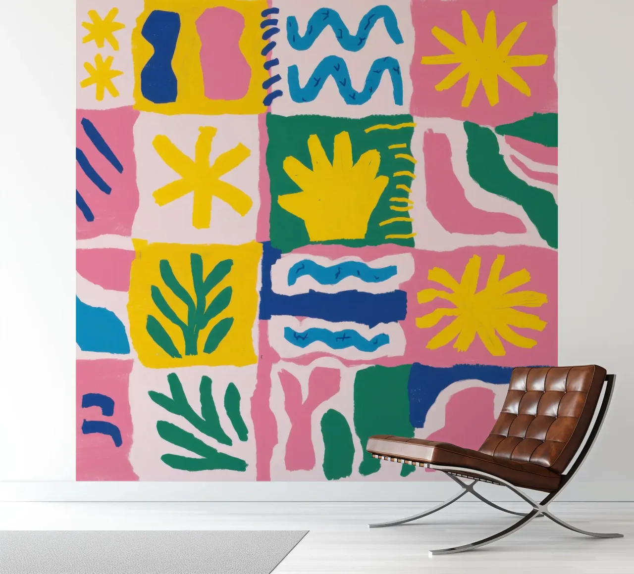 Joyful Pattern Grid fotobehang van Obs Canvas