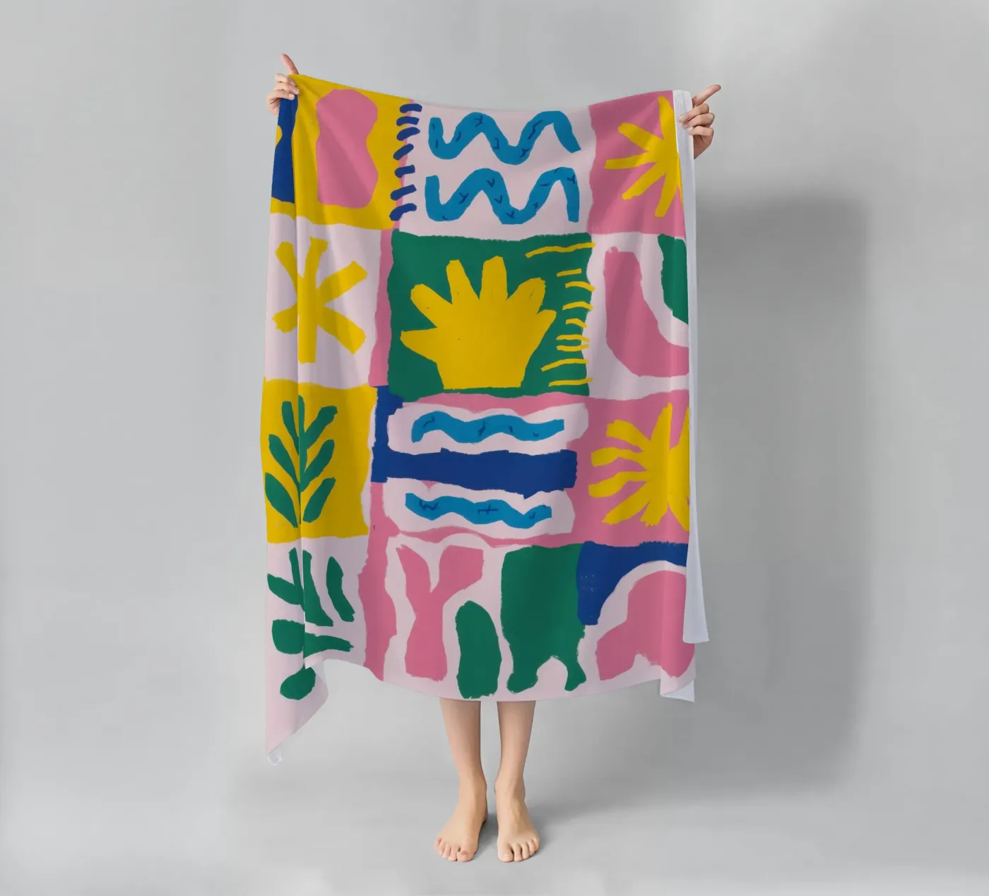 Grille de motifs joyeux serviette de plage de Obs Canvas