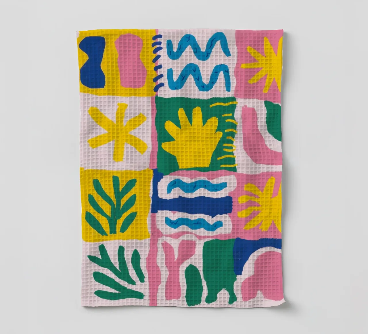 Joyful Pattern Grid tea towel by Obs Canvas