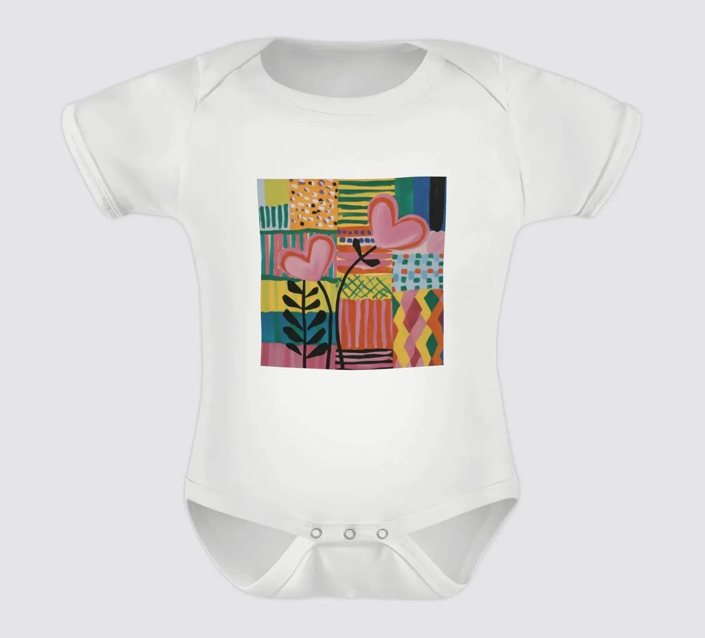 Patchwork of Love babyrompertje korte mouwen van Thistle Bloom