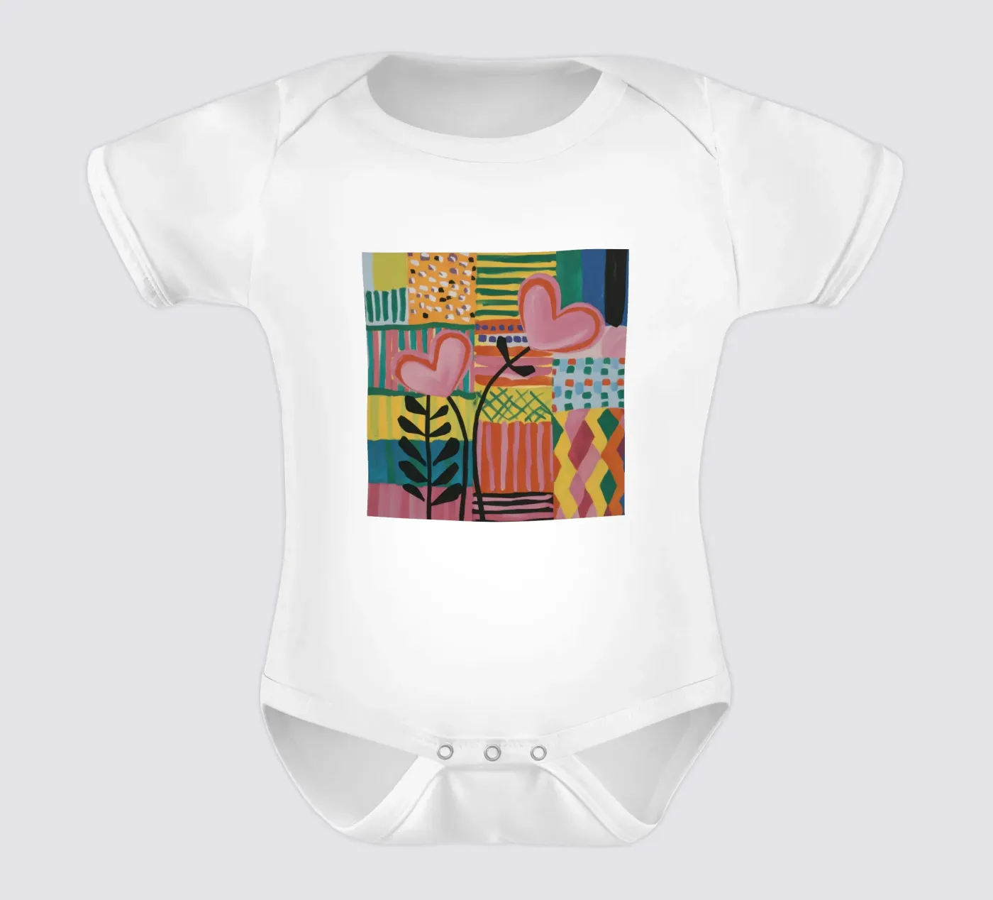 Patchwork of Love babyrompertje korte mouwen van Thistle Bloom