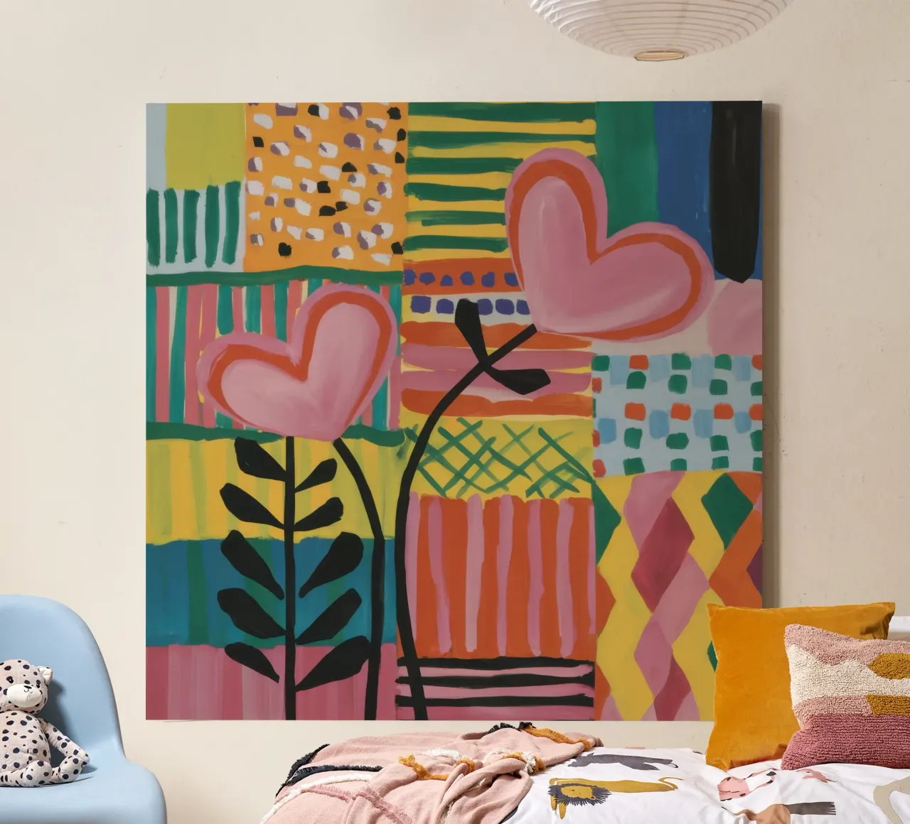 Patchwork van liefde canvas van Thistle Bloom