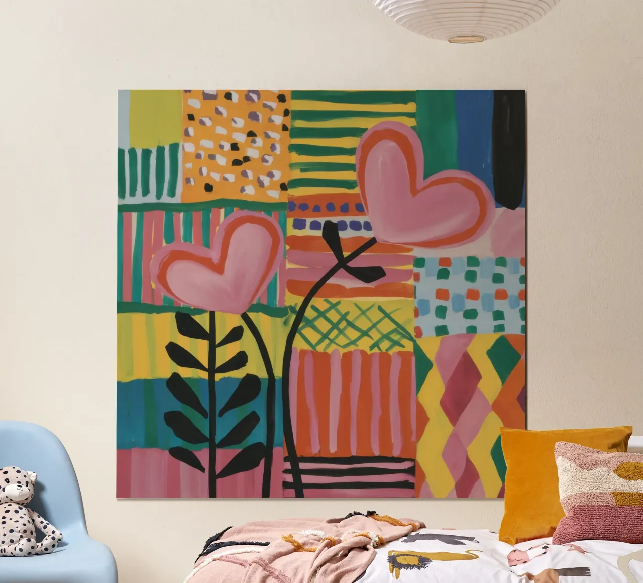 Patchwork d'amore poster con telaio in legno da Thistle Bloom