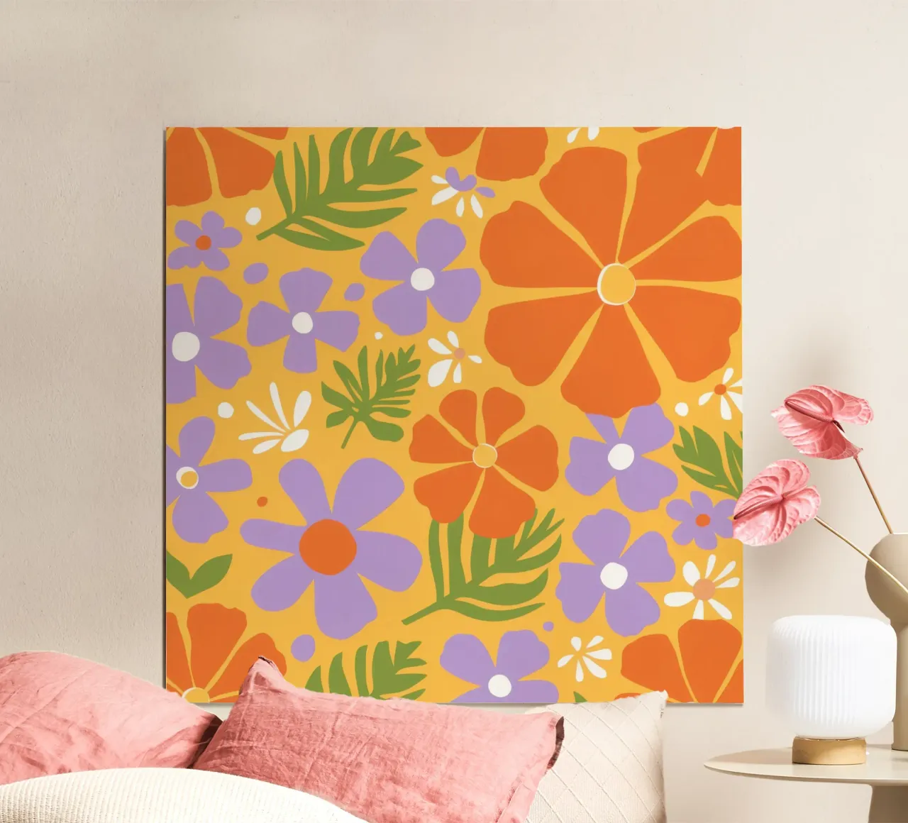 Potere floreale groovy poster con telaio in legno da Gaia Viesta
