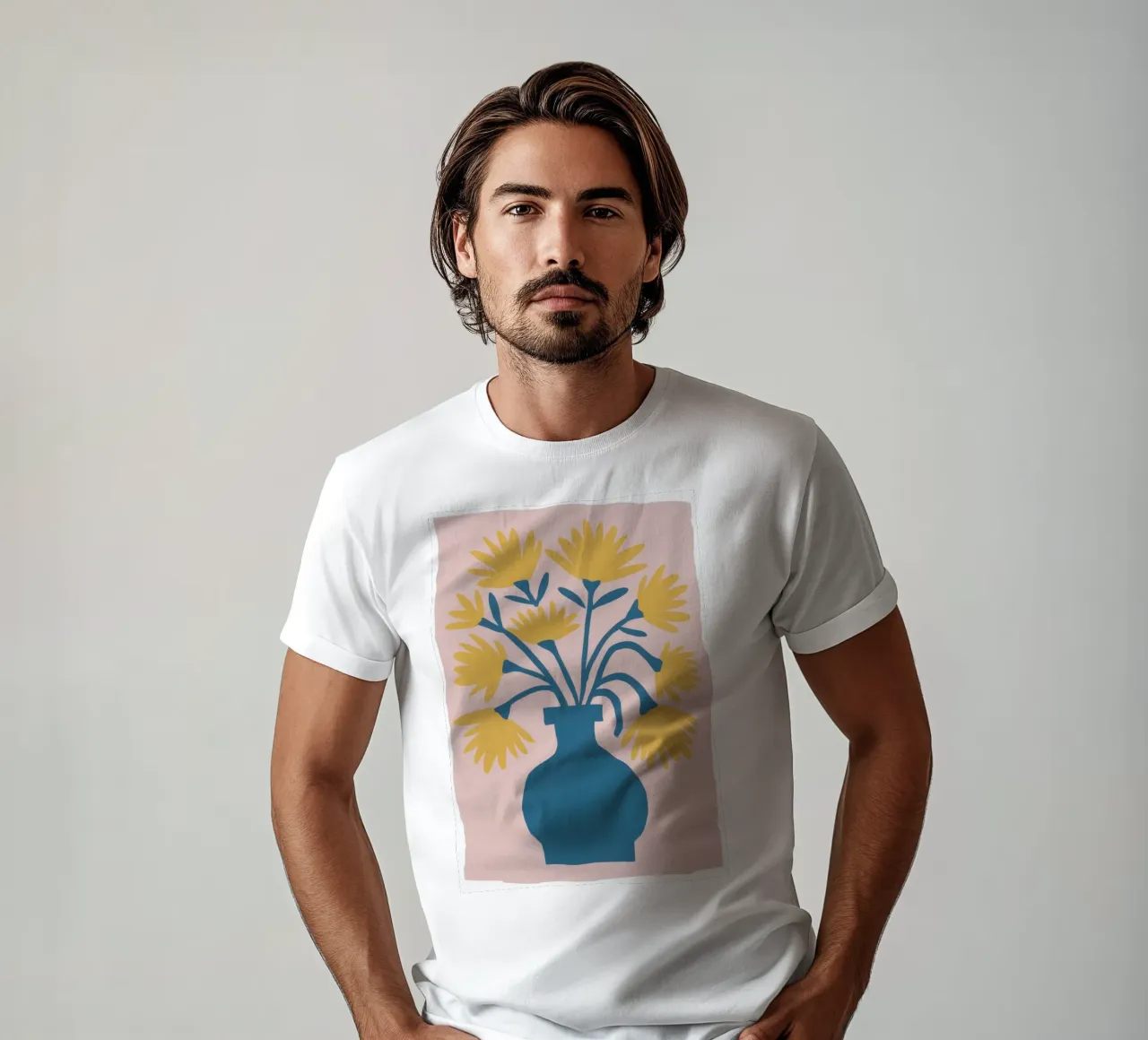Zonnebloemvaas Stilte t-shirt van Obs Canvas
