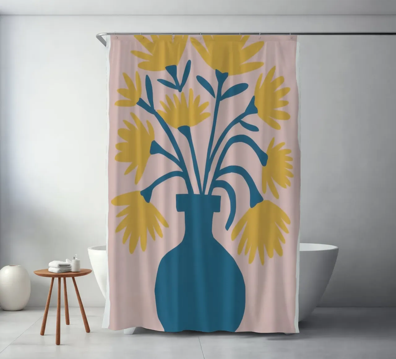 Vaso di girasoli Stillness tenda da doccia da Obs Canvas