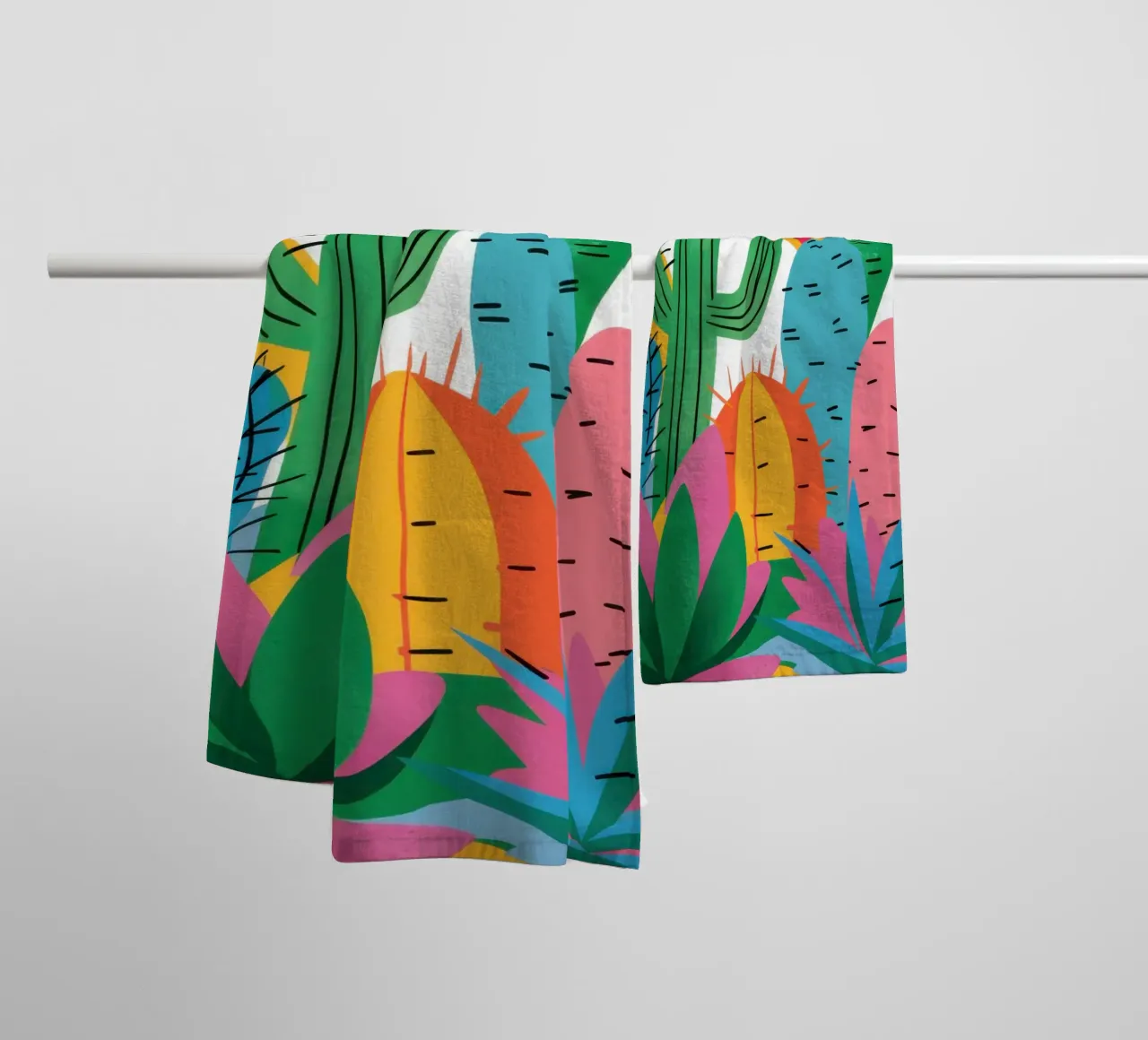 Levendige cactustuin badhanddoek van Luna Aura