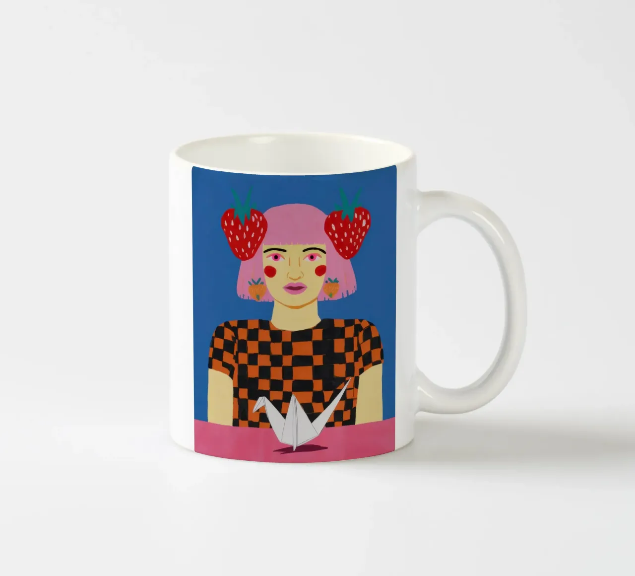 Strawberry Crown Queen ceramic mug by Thistle Bloom