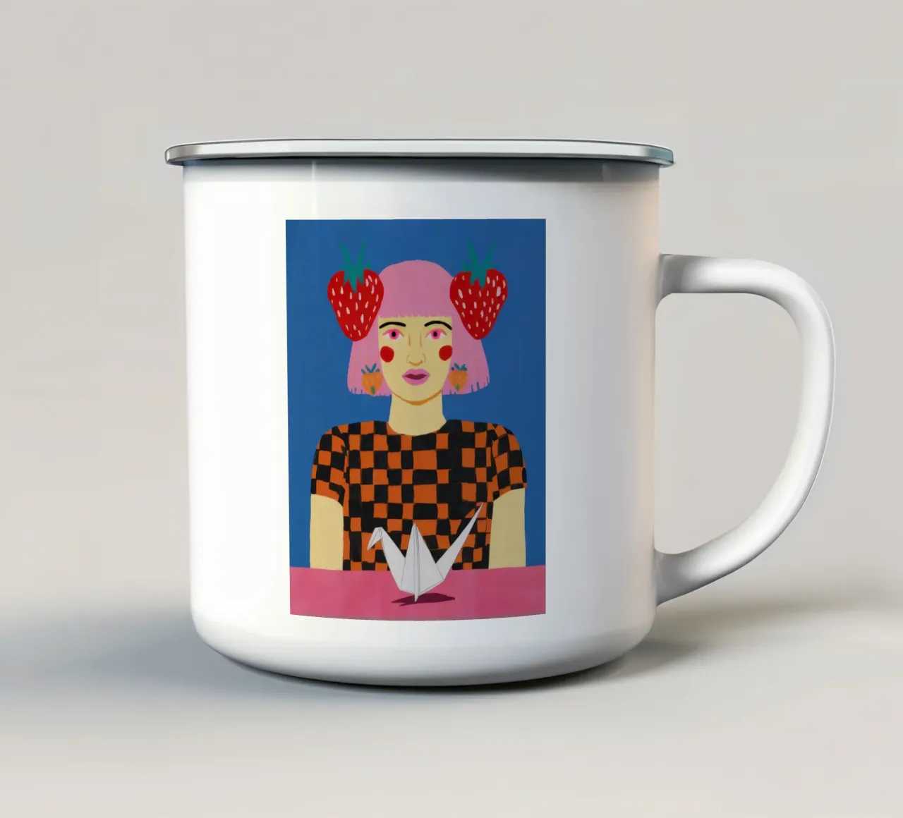 Regina della corona di fragole tazza in smalto da Thistle Bloom