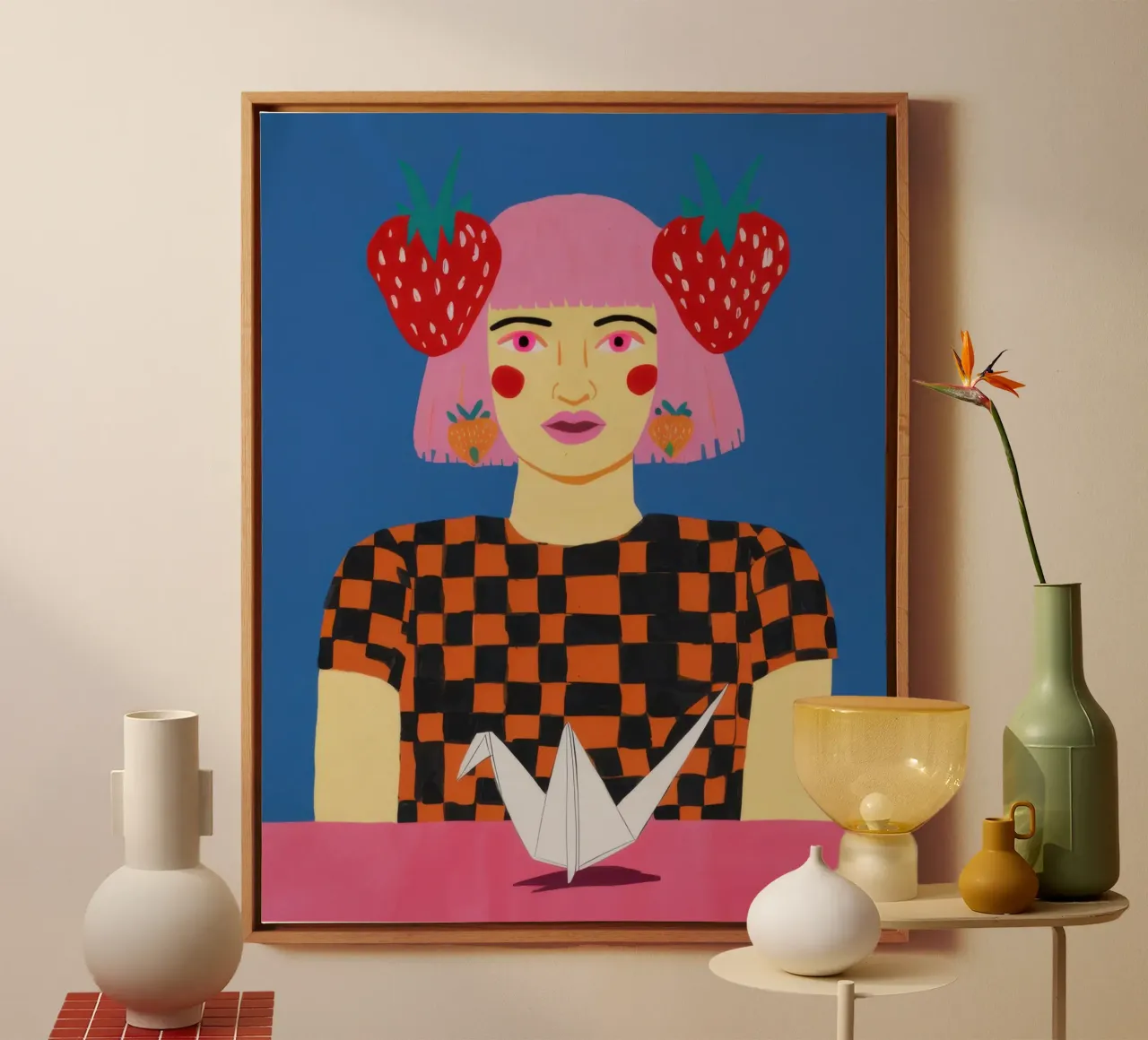 Aardbeien kroonkoningin canvas met Baklijst van Thistle Bloom