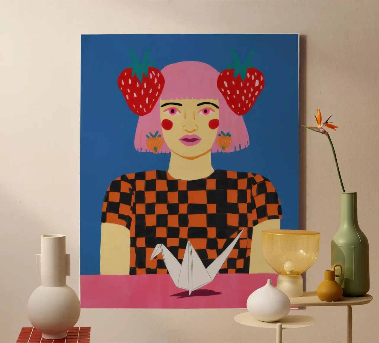 Aardbeien kroonkoningin canvas met Baklijst van Thistle Bloom