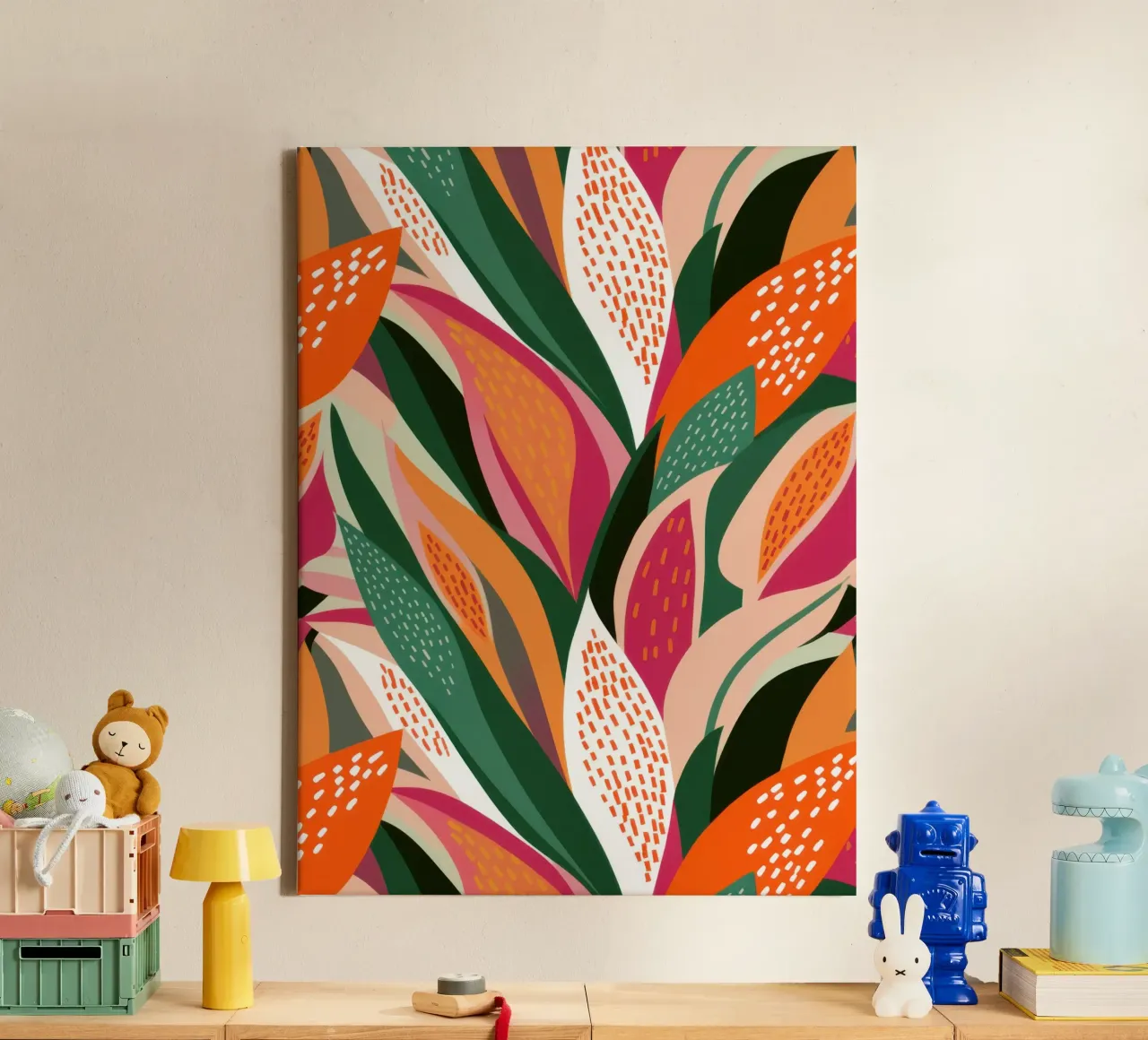 Levendig bladerdak canvas met Baklijst van Trace Brush