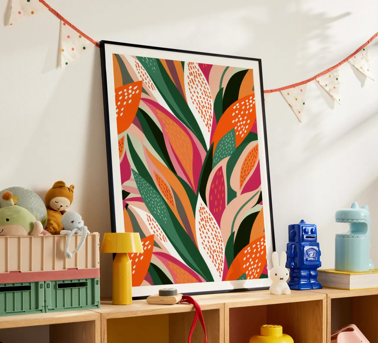 Tettuccio a foglie vibranti poster con telaio in alluminio da Trace Brush