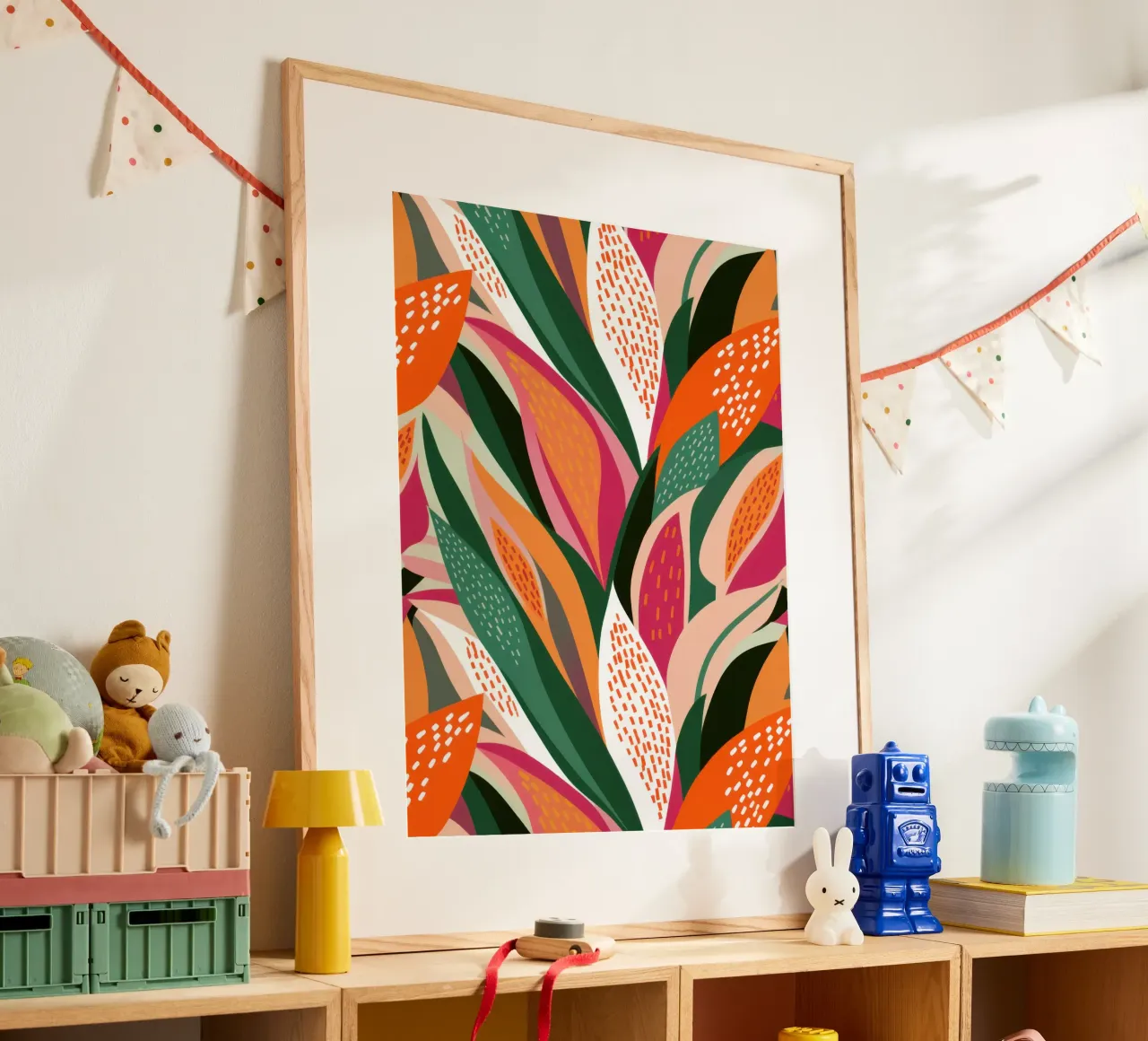 Tettuccio a foglie vibranti poster con telaio in alluminio da Trace Brush