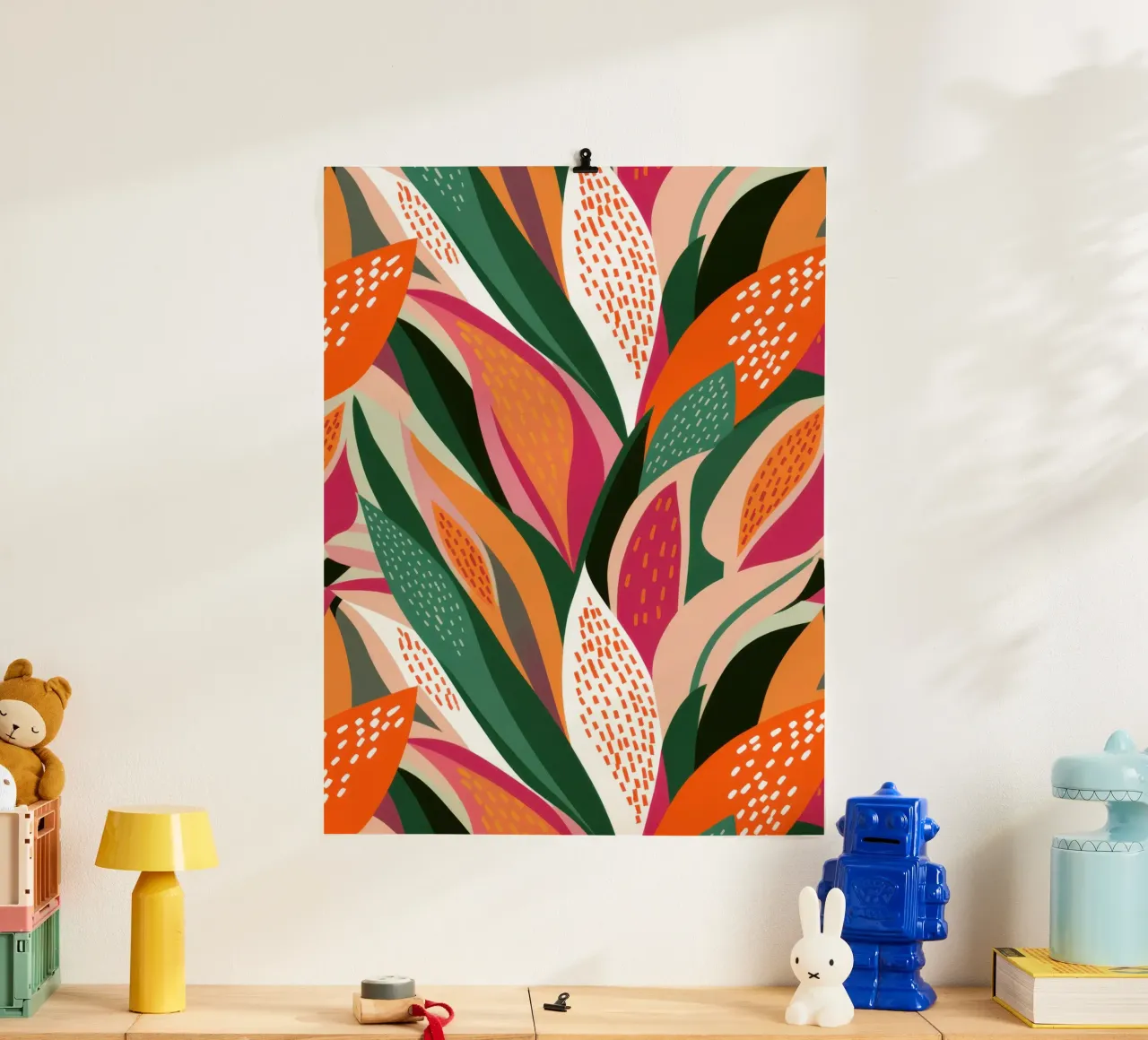 Tettuccio a foglie vibranti poster con telaio in alluminio da Trace Brush