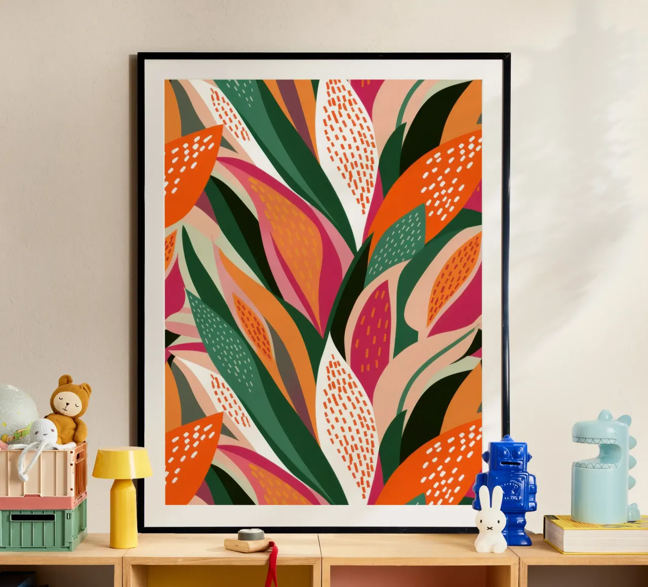 Tettuccio a foglie vibranti poster con telaio in alluminio da Trace Brush