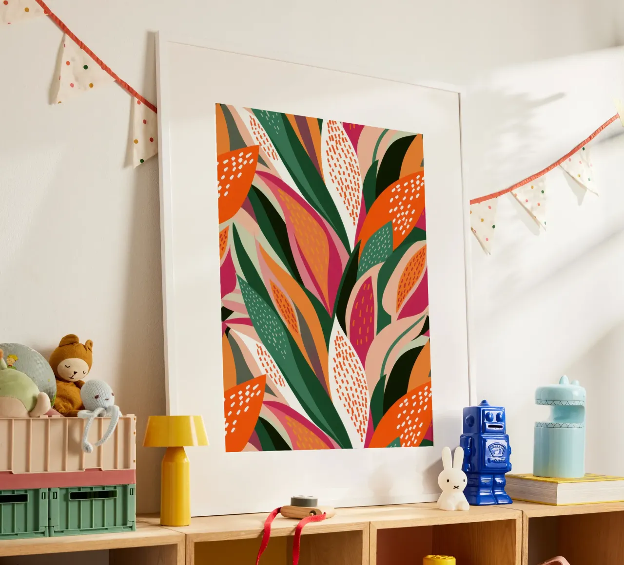 Tettuccio a foglie vibranti poster con telaio in alluminio da Trace Brush