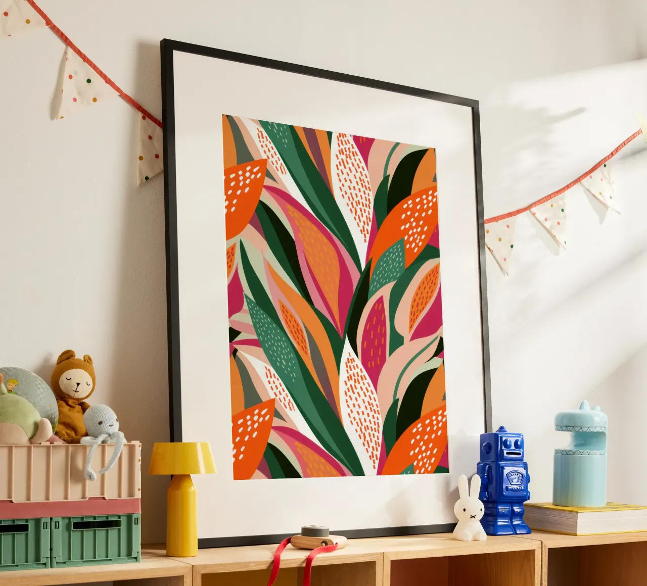 Tettuccio a foglie vibranti poster con telaio in alluminio da Trace Brush