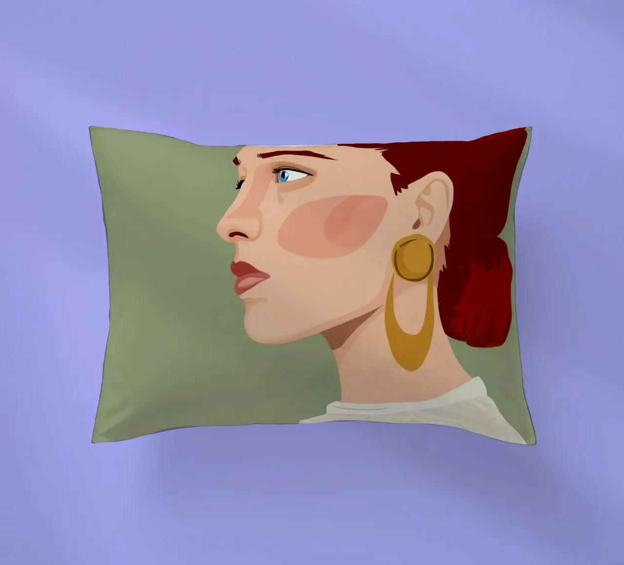 Ruby Haired Reverie decorative cushion by Trace Brush