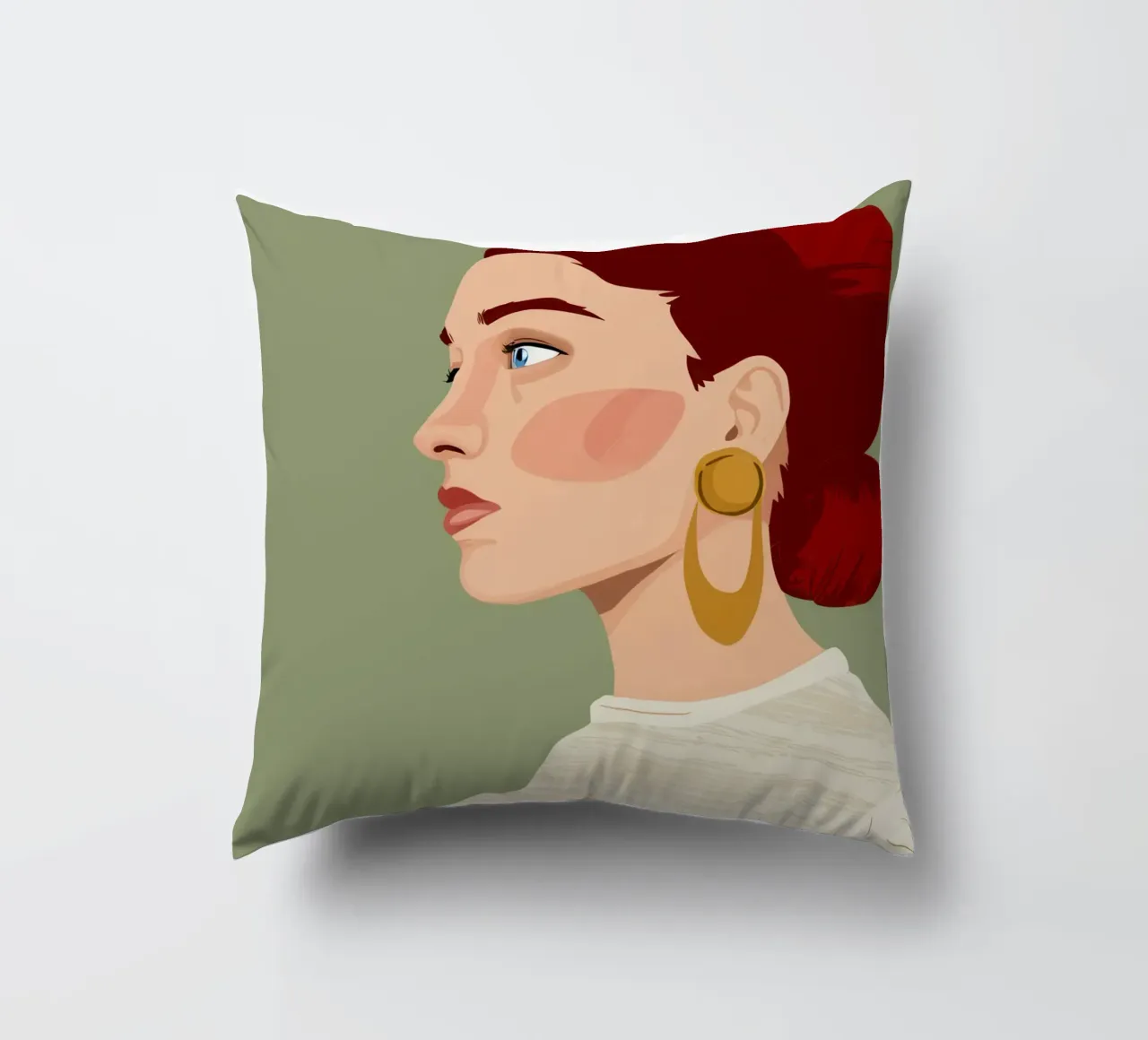 Ruby Haired Reverie decorative cushion by Trace Brush