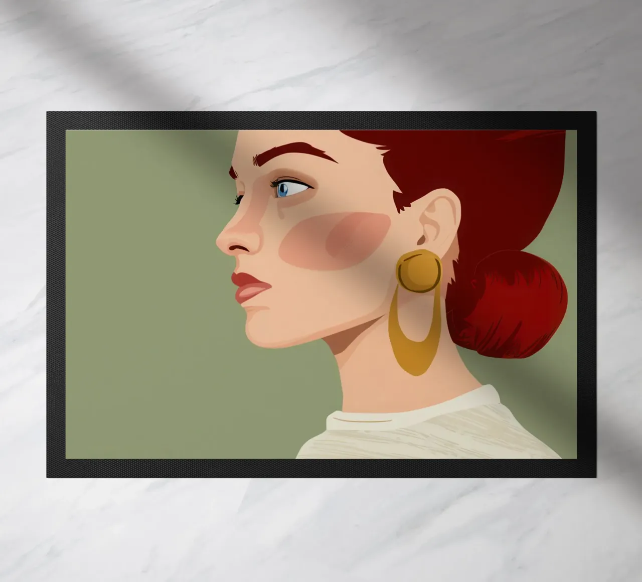 Ruby Haired Reverie doormat by Trace Brush