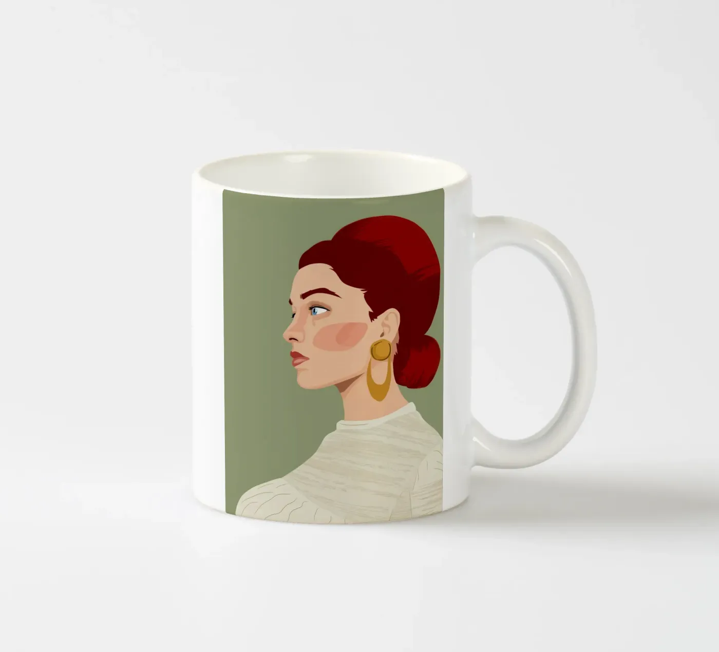 Ruby Haired Reverie ceramic mug by Trace Brush