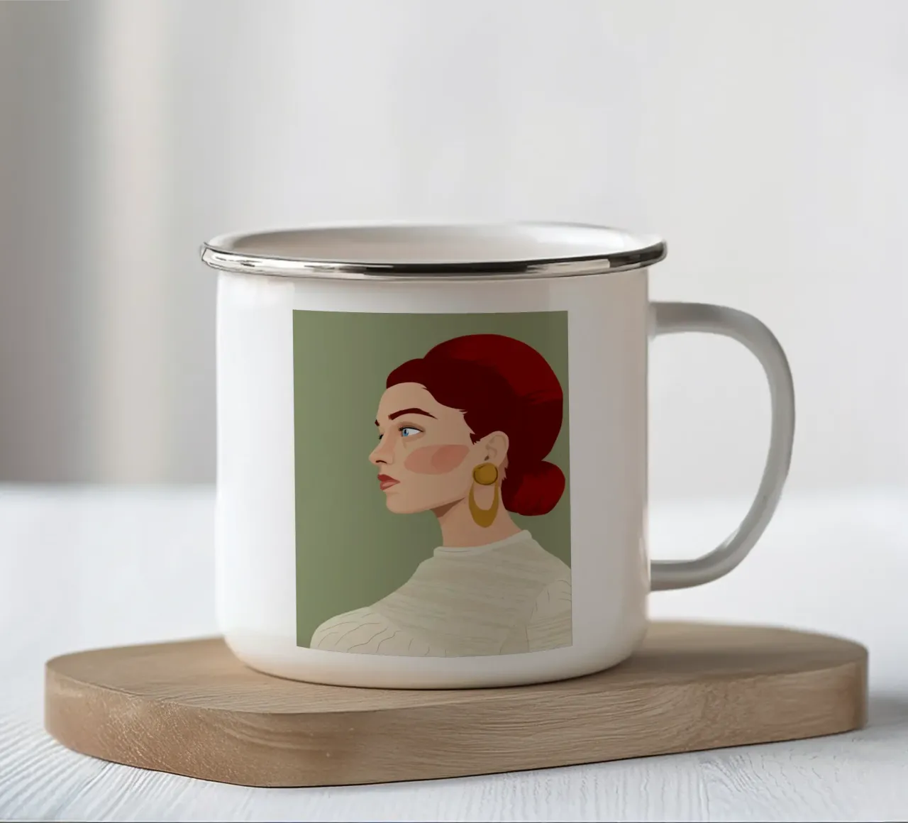 Ruby Haired Reverie emaille mok van Trace Brush