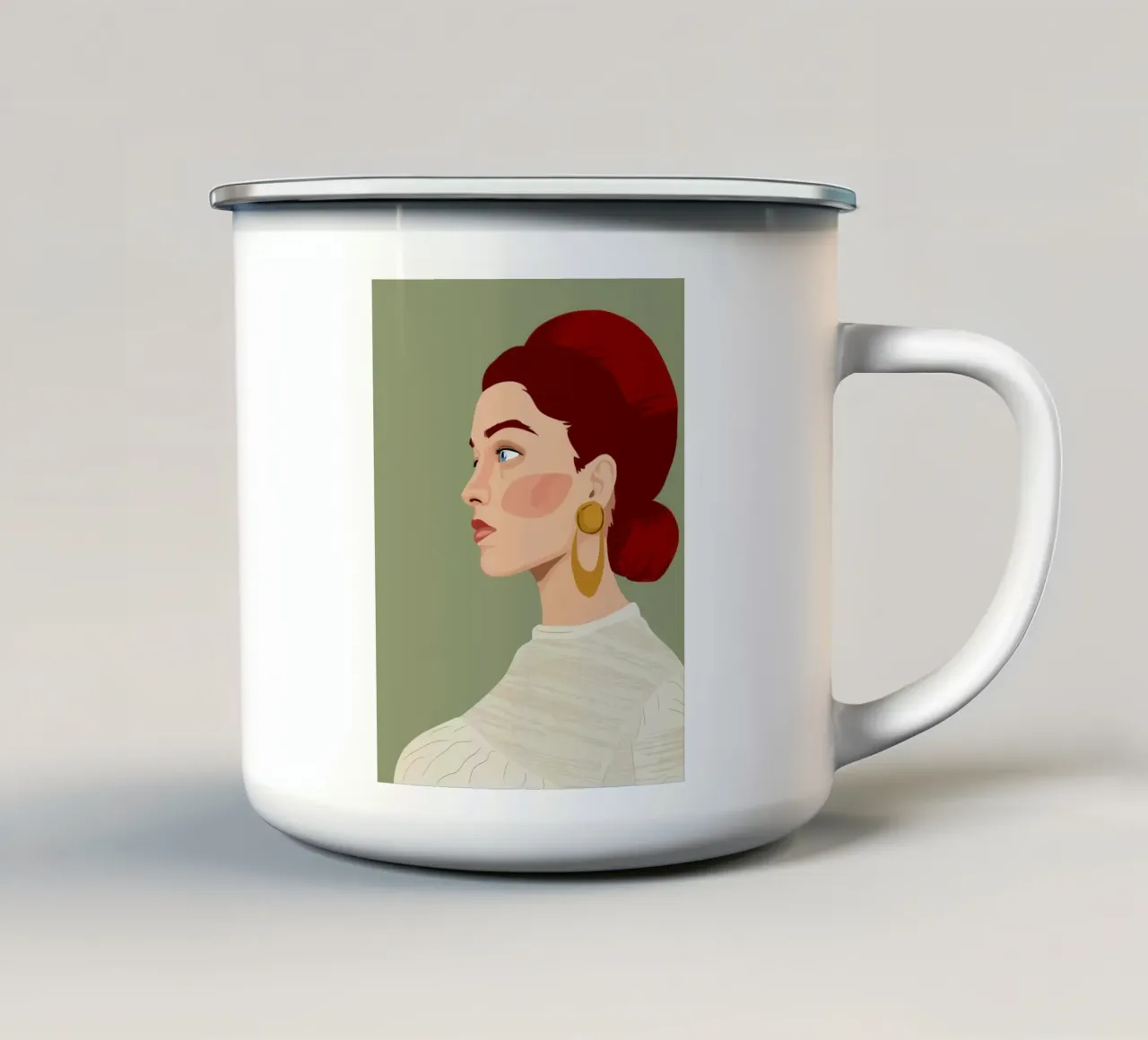 Ruby Haired Reverie emaille mok van Trace Brush