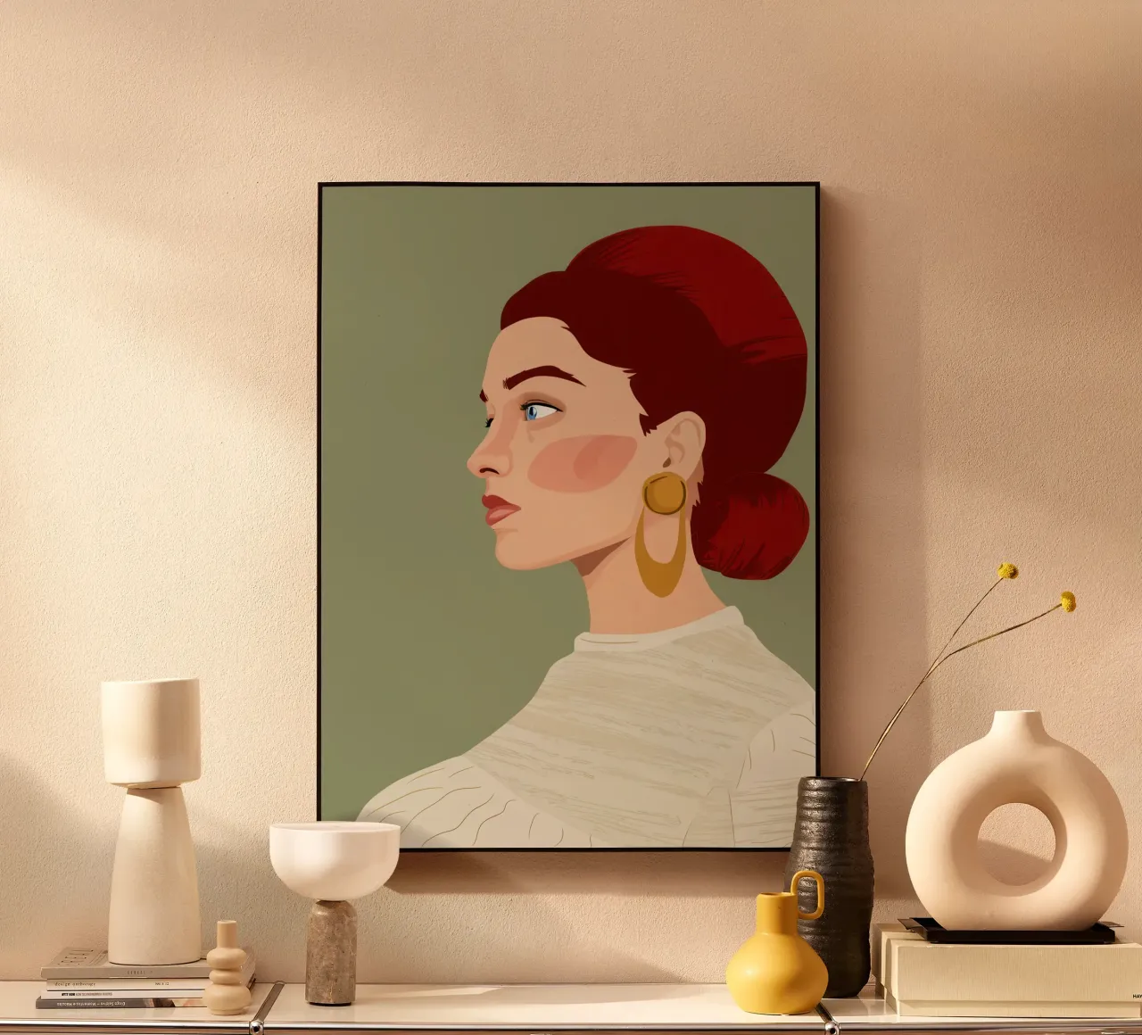 Ruby Haired Reverie acryl van Trace Brush