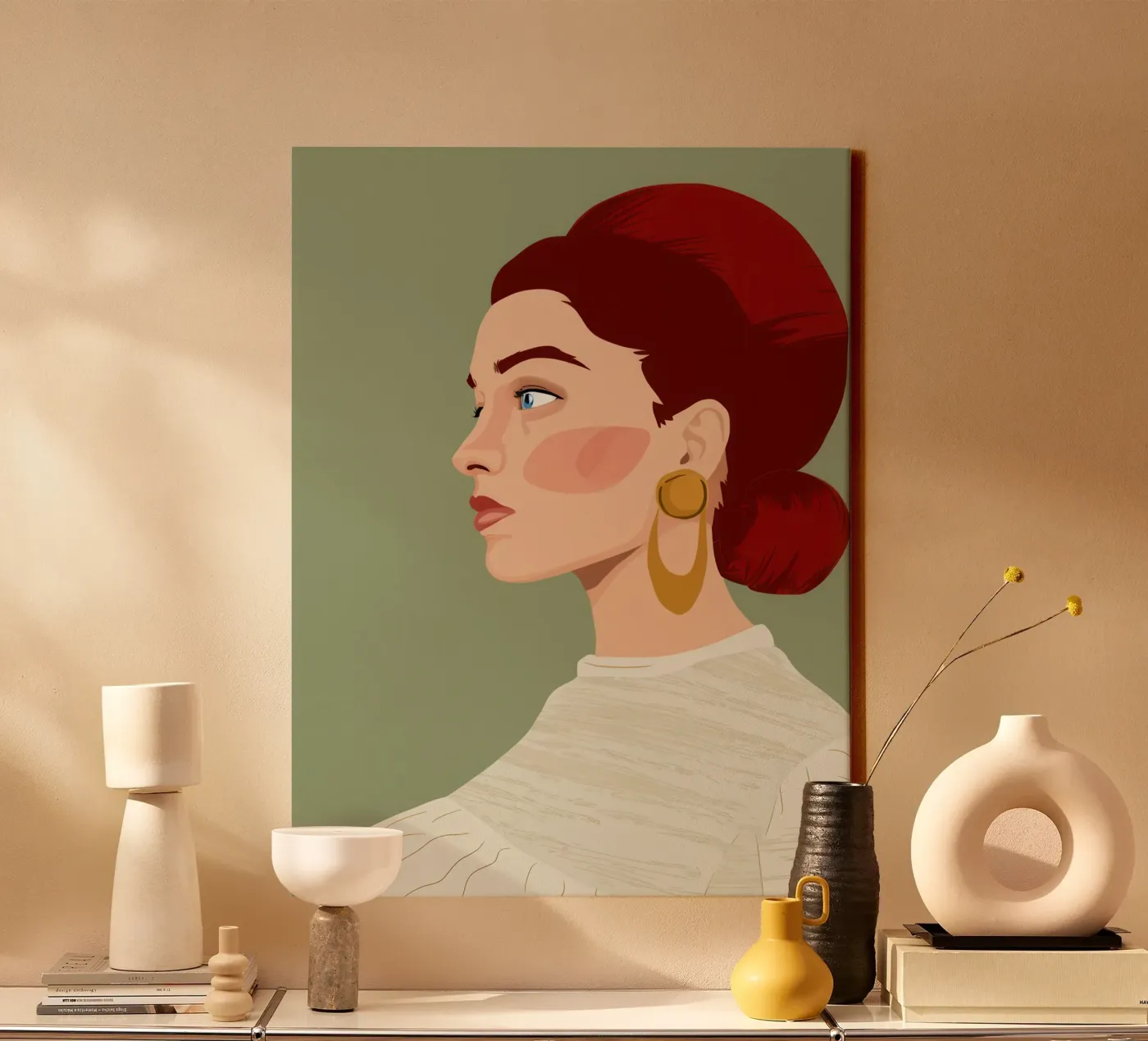 Ruby Haired Reverie canvas by Trace Brush