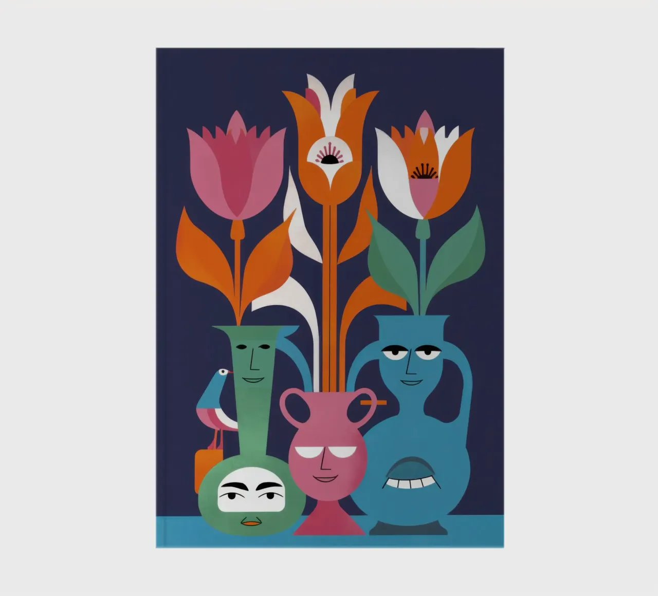 Whimsical Face Vase notebook by Thistle Bloom