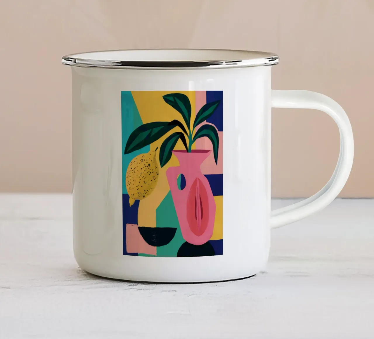 Vaso astratto Natura morta tazza in smalto da Selene Shade