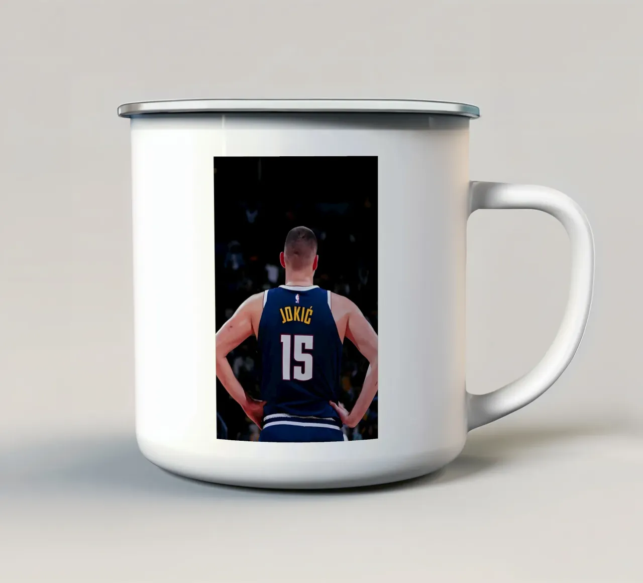 Nikola Jokić enamel mug by Low poly art