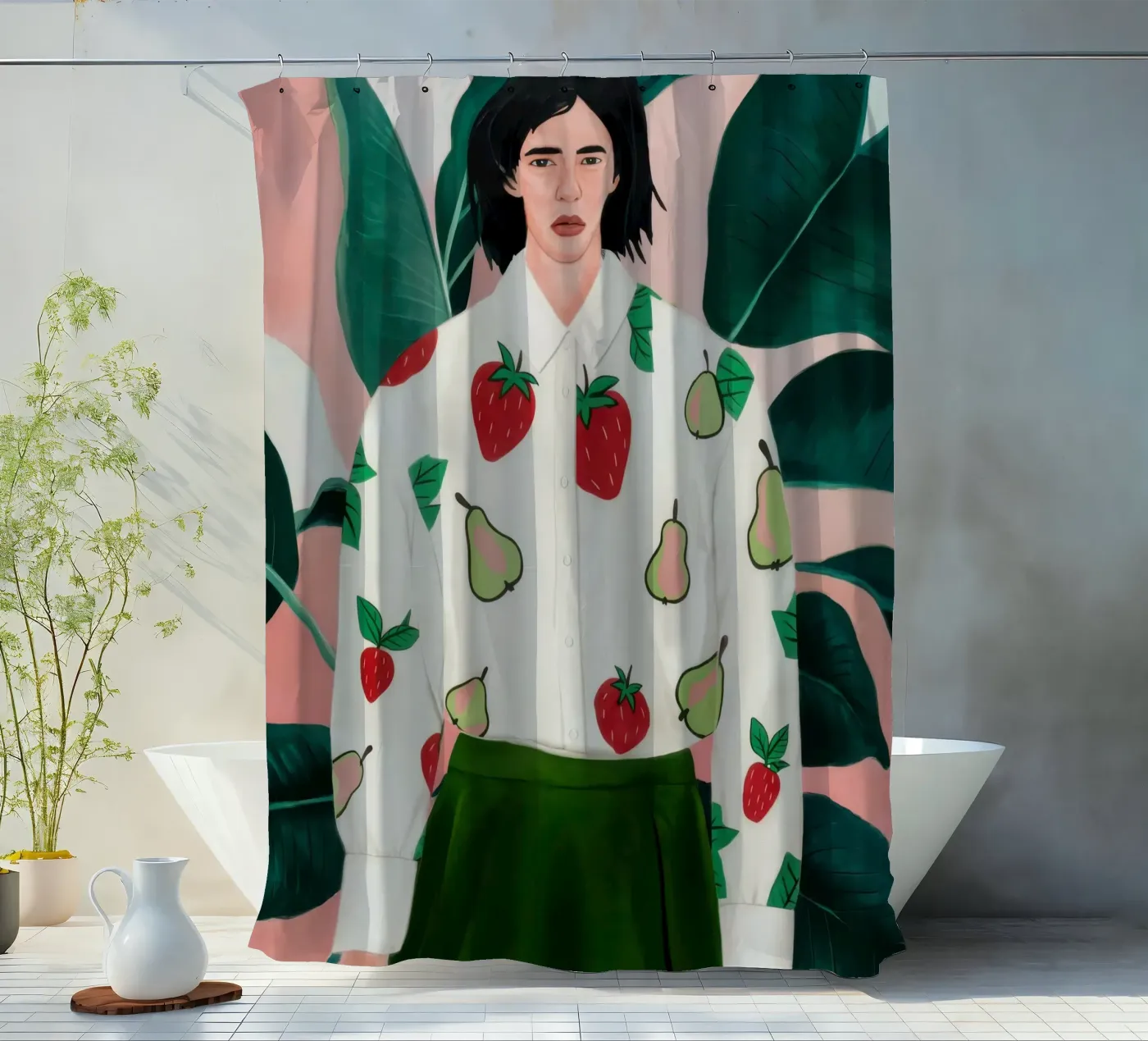 Chic Pear Sweater Duschvorhang von Obs Canvas