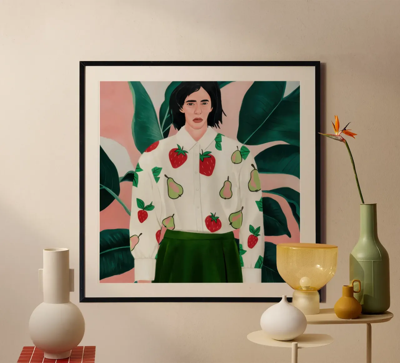 Pull poire chic poster avec cadre en plastique de Obs Canvas