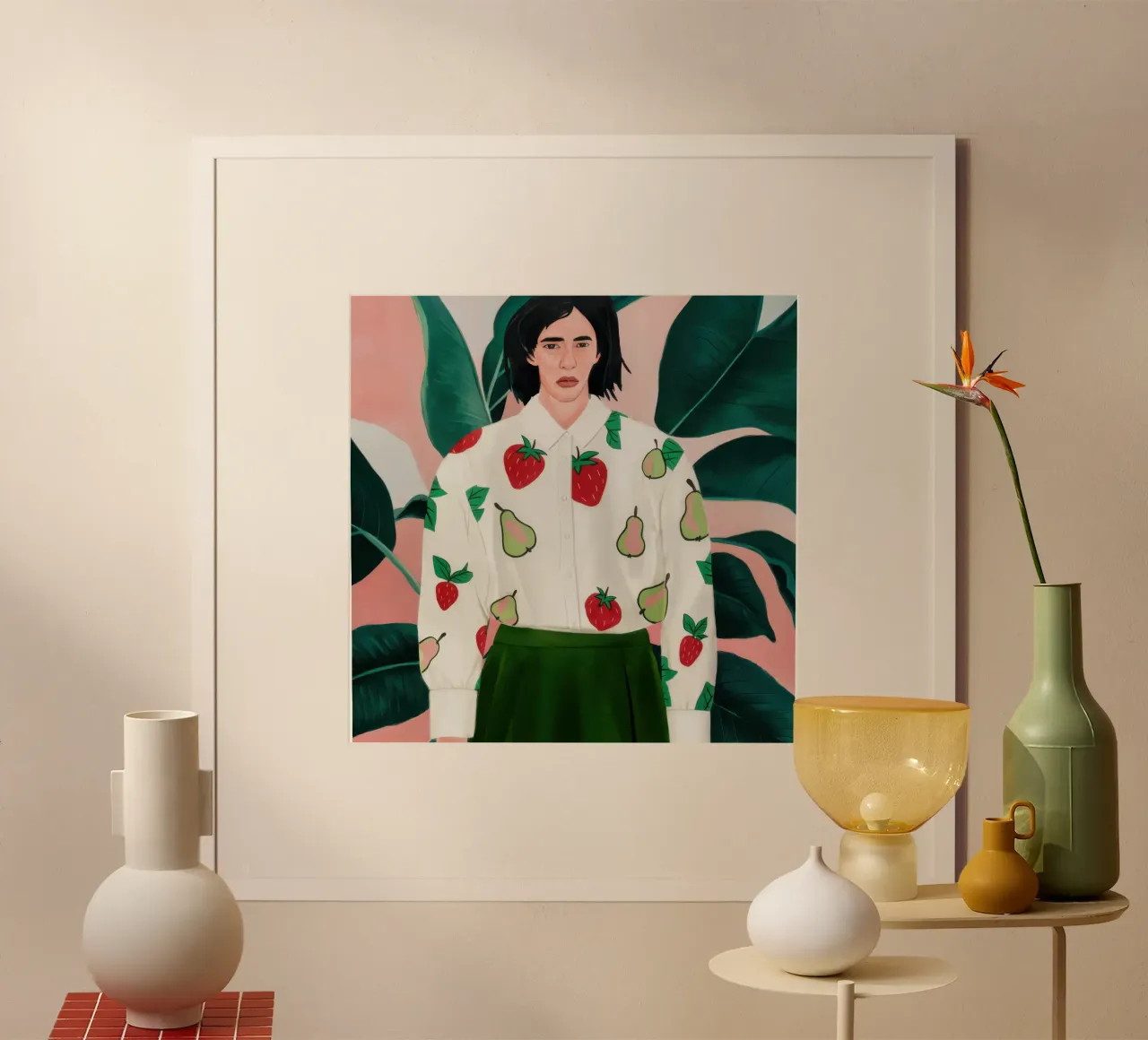 Pull poire chic poster avec cadre en plastique de Obs Canvas