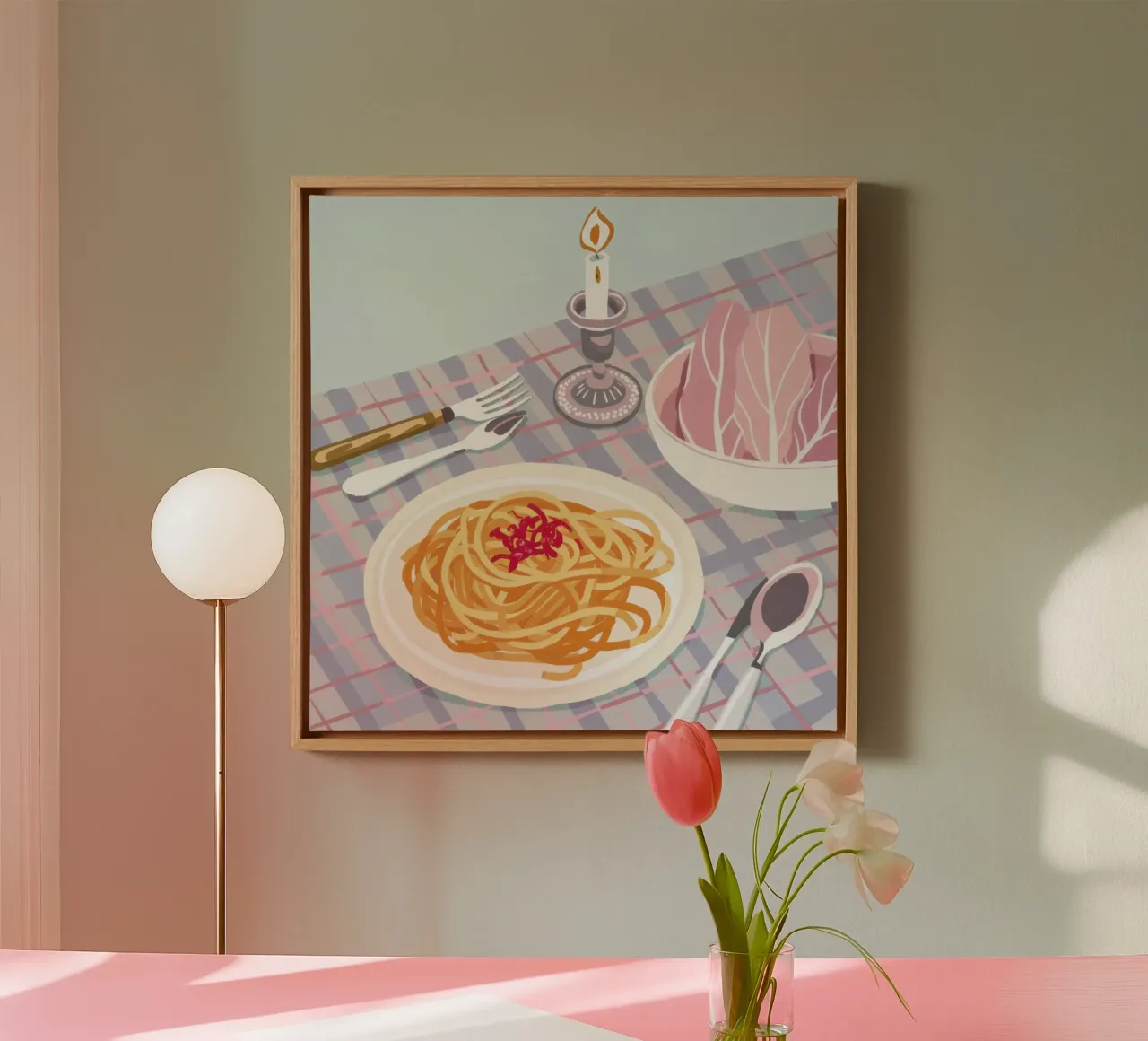 Serenata di pasta a lume di candela tela con Cornice a cassetta da Trace Brush