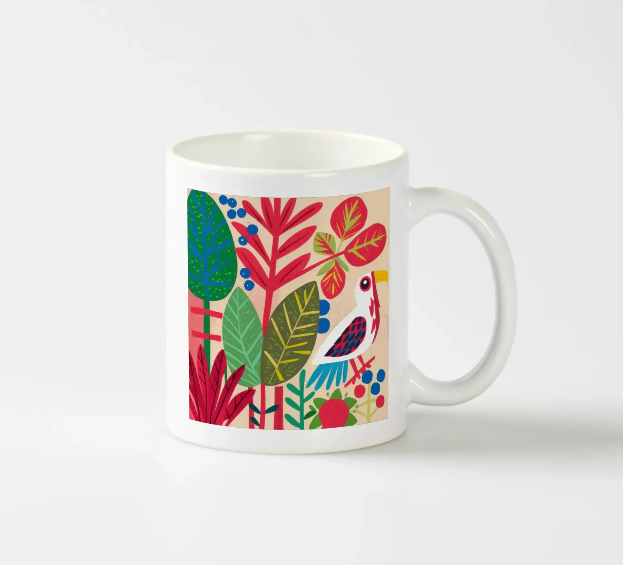 Folk Art Aviary ceramic mug by Thistle Bloom