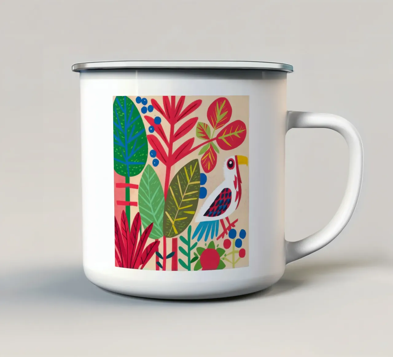 Voliera d'arte popolare tazza in smalto da Thistle Bloom