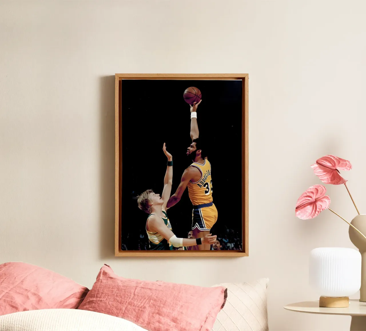 Kareem Abdul Jabbar tela con Cornice a cassetta da Low poly art