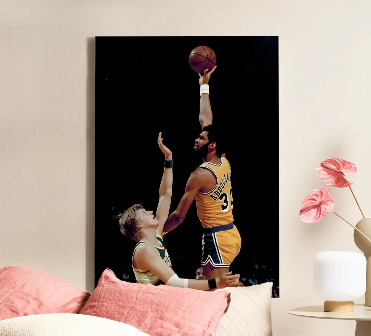 Kareem Abdul Jabbar tela con Cornice a cassetta da Low poly art