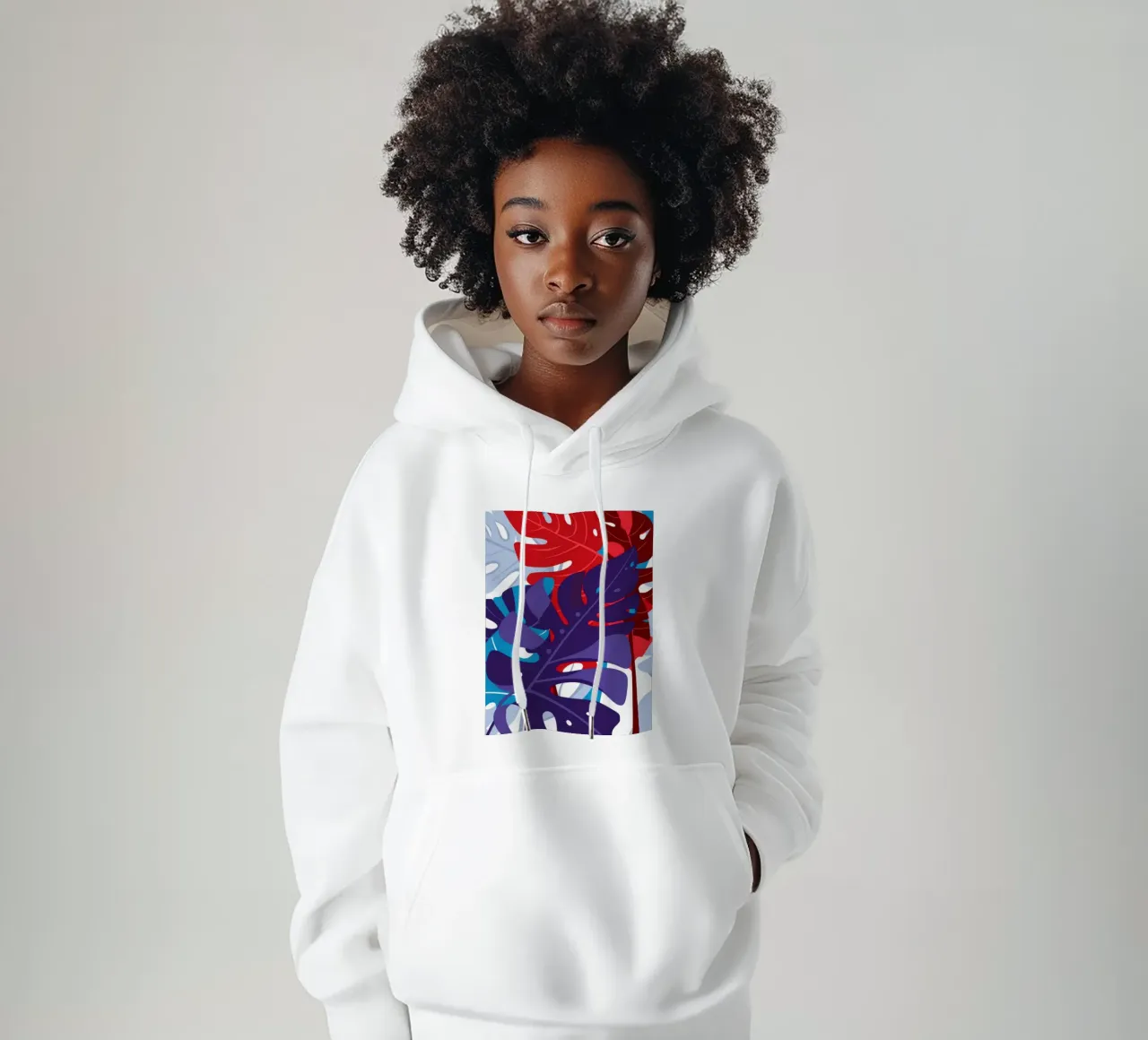 Crimson Monstera Night hoodie by Obs Canvas